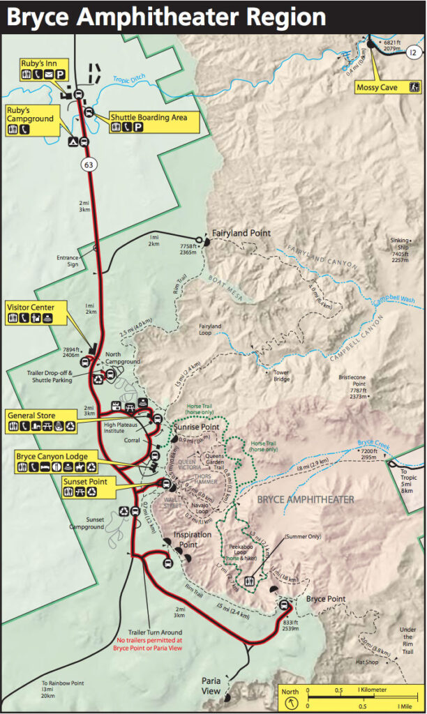 map of bryce canyon national park utah